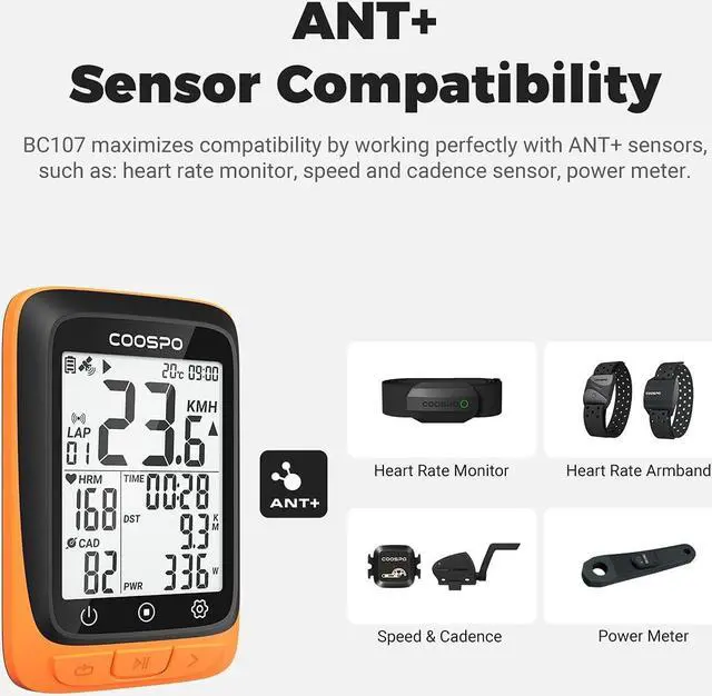 Alt view image 4 of 7 - Bike Computer Wireless GPS, Cycling Computer GPS Bike Tracker with Bluetooth/ANT+, Waterproof Bicycle Computer GPS Speedometer with Auto Backlight, 2.4 inch LCD Display