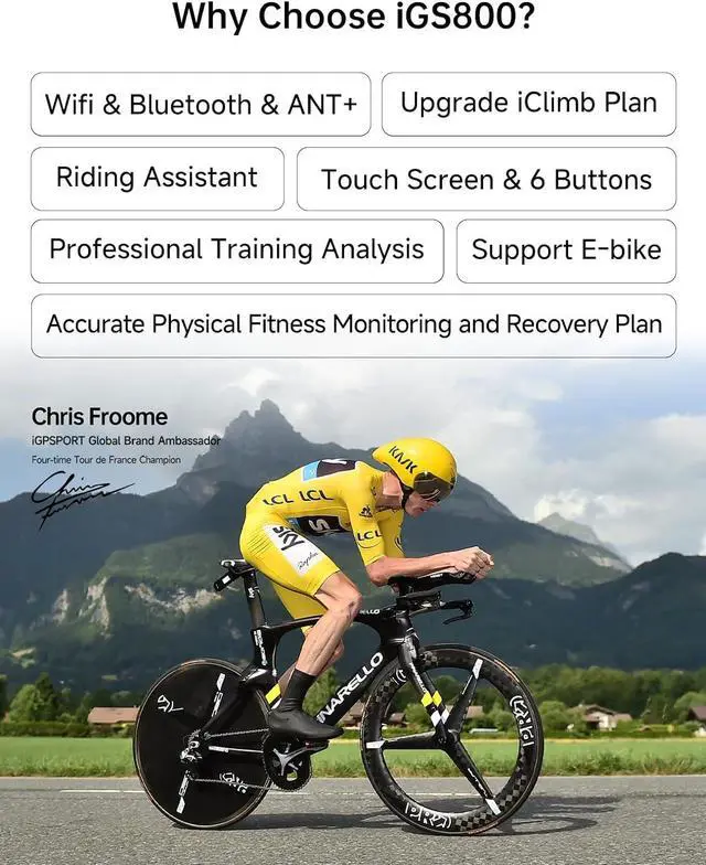 Alt view image 2 of 7 - iGS800 Bike Computer Touchscreen, 3.5'' Offline MAP Navigation WiFi Bluetooth ANT+ Smart GPS Cycling Computer 32GB IPX7 Waterproof