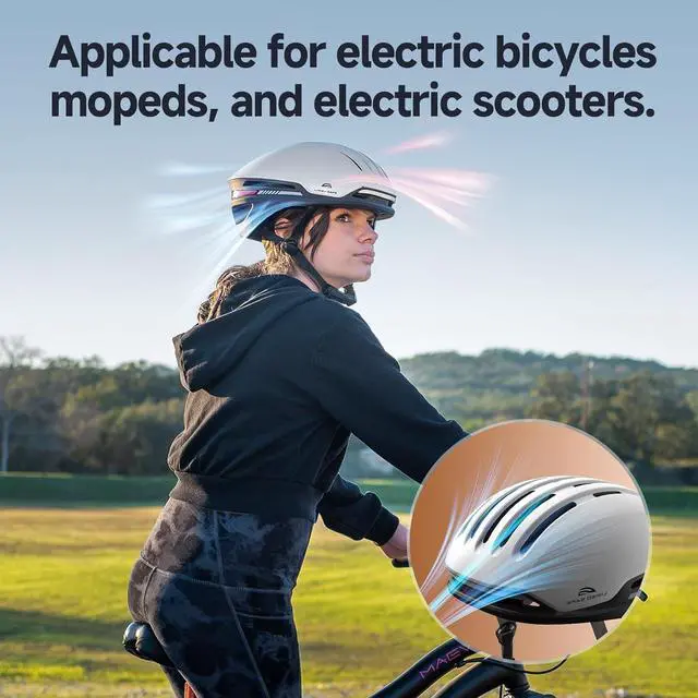 Alt view image 5 of 7 - Bike Helmet with Bluetooth, Smart Bike Helmet for Adults Men Women with Built-in Speakers, Auto Brake Blinker, Front and Rear LED Turn Signals Remote Control, Smart Cycling Helmet.