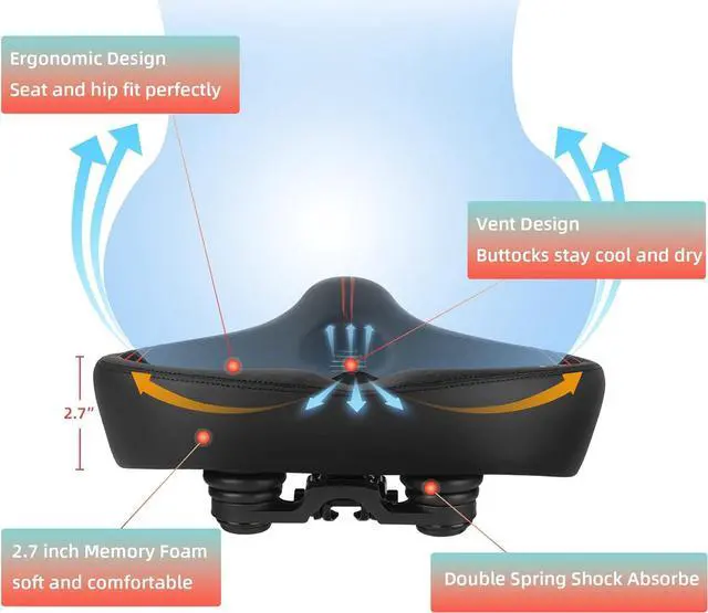 Alt view image 2 of 7 - Oversized Bike Seat for Peloton Bike & Bike+, Comfort Seat Cushion Compatible with Peloton, Road or Exercise Bikes, Bicycle Wide Saddle Replacement for Men & Women, Accessories for Peloton