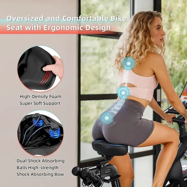 Alt view image 3 of 7 - Oversized Bike Seat for Peloton Bike & Bike+, Comfort Seat Cushion Compatible with Peloton, Road or Exercise Bikes, Bicycle Wide Saddle Replacement for Men & Women, Accessories for Peloton
