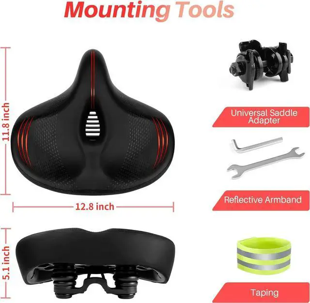 Alt view image 6 of 7 - Oversized Bike Seat for Peloton Bike & Bike+, Comfort Seat Cushion Compatible with Peloton, Road or Exercise Bikes, Bicycle Wide Saddle Replacement for Men & Women, Accessories for Peloton