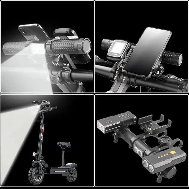 Alt view image 5 of 6 - 2400lumens Bicycle Light,Bike Handlebar Extender, Bike Headlights, Comes with a &Bike Phone Mount,Cycling Computer Mount and a Built-in 10000mAh USB Rechargeable Power Bank