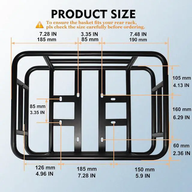 Alt view image 5 of 7 - Rear Rack Bike Basket with Cargo Net and Liner Large Bicycle Basket Perfect Mount for Electric Bike