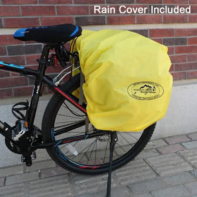 Alt view image 7 of 7 - 50L Bike Panniers, Waterproof Bicycle Commuting Bag Saddle Bags with Rain Cover, Bike Rear Seat Bag Carrier with Reflective Trim, Cycling Organizer for Width Less Than 7 inches Rack