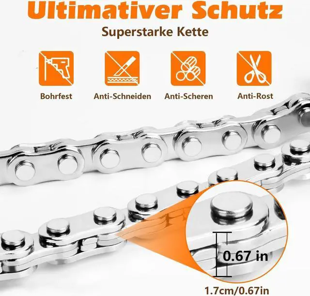 Alt view image 4 of 7 - Electric Scooter Lock, Heavy Duty Anti-Theft Chain Lock with Key for E-Bike, Motorcycle, Segway Ninebot (Black)