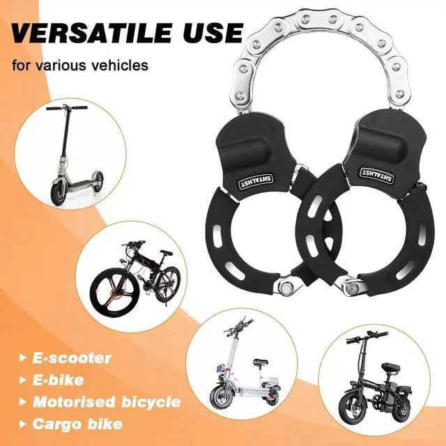Alt view image 5 of 7 - Electric Scooter Lock, Heavy Duty Anti-Theft Chain Lock with Key for E-Bike, Motorcycle, Segway Ninebot (Black)