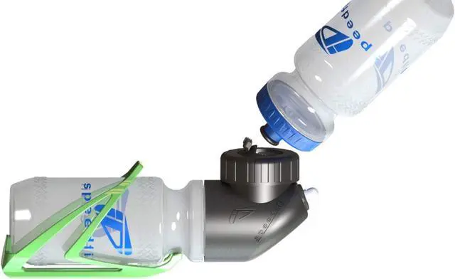 Alt view image 6 of 7 - A2 Bicycle Water Bottle, Between the Arms Hands-Free Hydration System with Refill Port