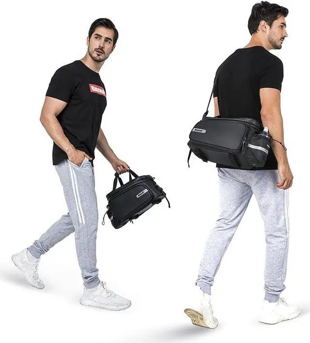 Alt view image 6 of 7 - Bike Trunk Bag Bike Rack Bag Bike Pannier Bag Rear Seat Bag Handbag for Bicycle Cargo Rack Saddle Bag Bicycle Commuter Bag Shoulder Bag Luggage Bag
