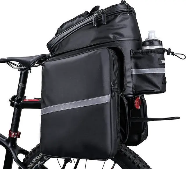Alt view image 5 of 7 - Bike Trunk Bag Bike Rack Bag Bike Pannier Bag Rear Seat Bag Handbag for Bicycle Cargo Rack Saddle Bag Bicycle Commuter Bag Shoulder Bag Luggage Bag