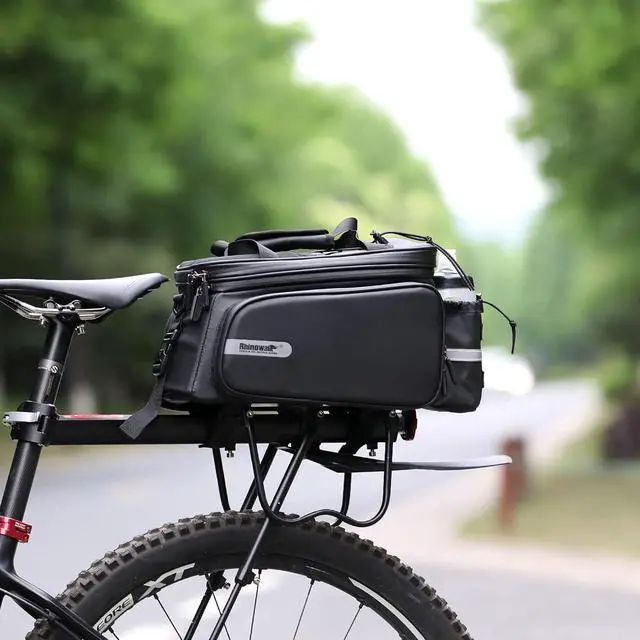 Alt view image 7 of 7 - Bike Trunk Bag Bike Rack Bag Bike Pannier Bag Rear Seat Bag Handbag for Bicycle Cargo Rack Saddle Bag Bicycle Commuter Bag Shoulder Bag Luggage Bag