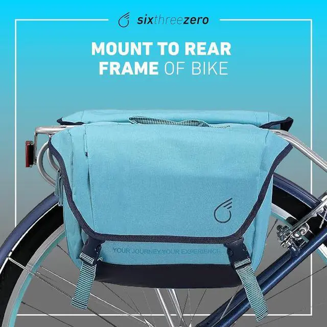 Alt view image 7 of 7 - Dual Sided Bike Bag for Rear Rack, Waterproof Universal Bicycle Double Pannier Storage Bags, Cargo Trunk with Carry Handle