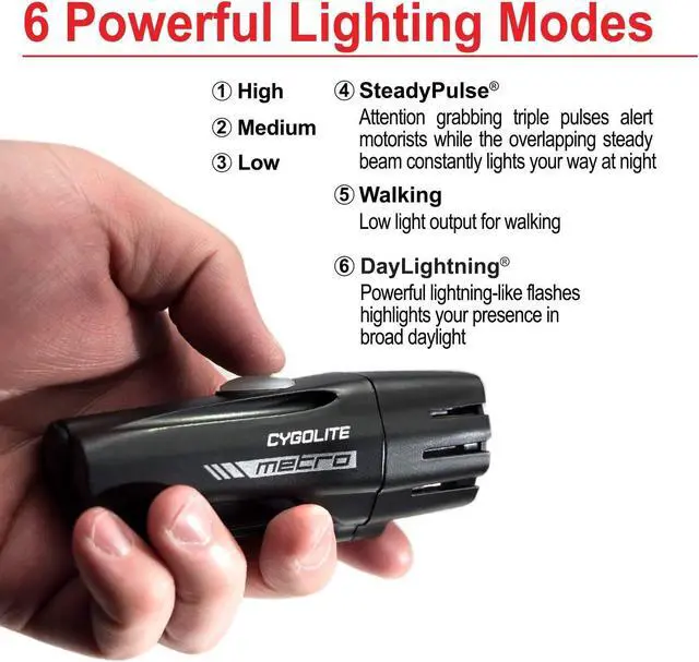 Alt view image 6 of 7 - Metro 700 Lumen USB Rechargeable Bicycle Headlight , Black