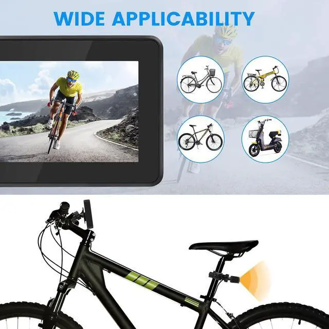 Alt view image 7 of 7 - Bike Bicycle Mirror,1080P Bicycle Rear View camera with 4.3" Screen,130° Wide Angle Color Night Vision Bikes Camera 360° Adjustable,Bike Accessories For Bicycle, Mountain, Road Bike