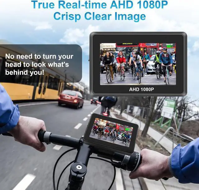 Alt view image 4 of 7 - Bicycle Rear View Camera,1080P Bike Mirror Camera,Rear View Mirror for Bicycle Handlebars with 8-LED Night Vision,110° view with 4.3" Screen,Adjustable Rotatable Bracket for Bikes,Ebikes