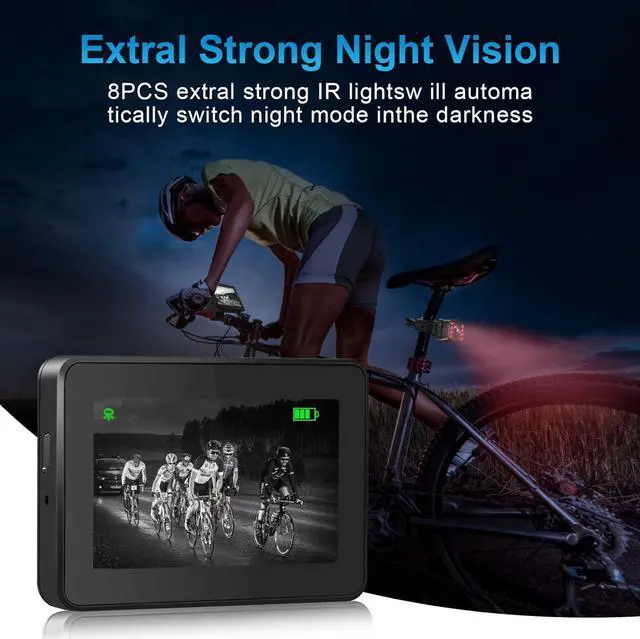 Alt view image 5 of 7 - Bicycle Rear View Camera,1080P Bike Mirror Camera,Rear View Mirror for Bicycle Handlebars with 8-LED Night Vision,110° view with 4.3" Screen,Adjustable Rotatable Bracket for Bikes,Ebikes