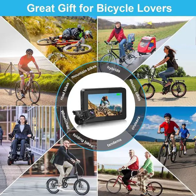 Alt view image 7 of 7 - Bicycle Rear View Camera,1080P Bike Mirror Camera,Rear View Mirror for Bicycle Handlebars with 8-LED Night Vision,110° view with 4.3" Screen,Adjustable Rotatable Bracket for Bikes,Ebikes