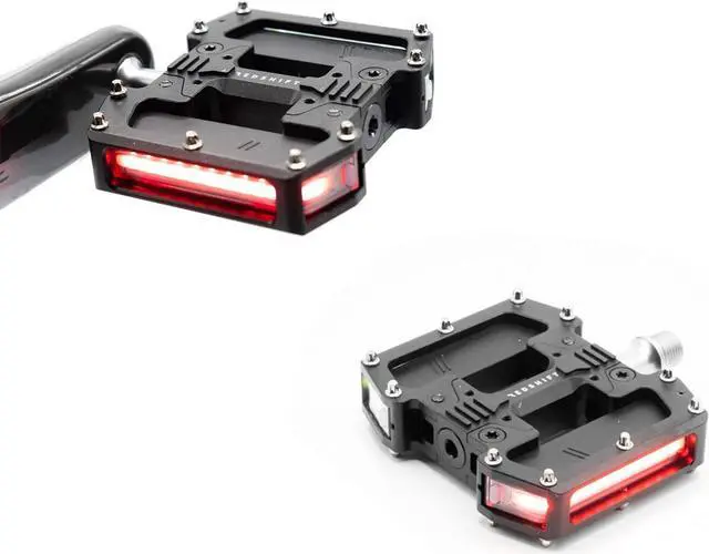 Alt view image 7 of 7 - ARCLIGHT PRO Flat Bicycle Pedals with LED Lights, Auto On-Off, 36+ hr Battery, USB Rechargeable, Weatherproof, Flat Aluminum Bike Pedal with 9/16in Steel Spindle and Traction Pins