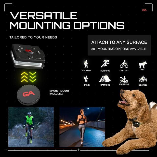 Alt view image 3 of 7 - Angel Micro Series Safety Lights, Beacon Device (Red Front & Green Rear) | Rechargeable, Magnetic & Hands-Free Wearable LED Light for Dog Walking, Cycling, Camping & Kayak