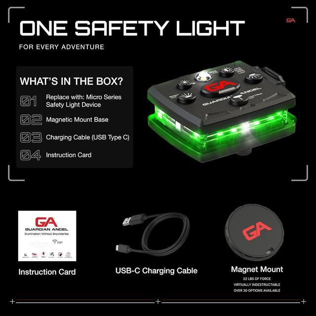 Alt view image 4 of 7 - Angel Micro Series Safety Lights, Beacon Device (Red Front & Green Rear) | Rechargeable, Magnetic & Hands-Free Wearable LED Light for Dog Walking, Cycling, Camping & Kayak