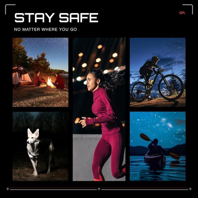 Alt view image 6 of 7 - Angel Micro Series Safety Lights, Beacon Device (Red Front & Green Rear) | Rechargeable, Magnetic & Hands-Free Wearable LED Light for Dog Walking, Cycling, Camping & Kayak