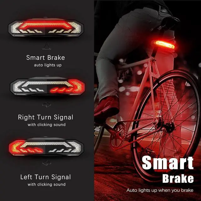 Alt view image 2 of 7 - Bike Tail Light with Turn Signals and Brake Light Bike Horn Alarm with Remote, Built in Speaker/Light Sensor/Vibration Sensor, Smart Auto ON/Off Rechargeable Waterproof Rear Bike Light 2 PACK