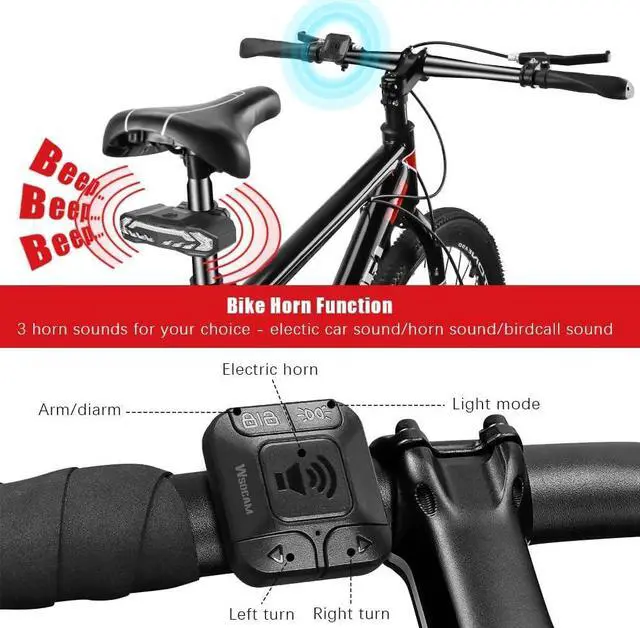 Alt view image 3 of 7 - Bike Tail Light with Turn Signals and Brake Light Bike Horn Alarm with Remote, Built in Speaker/Light Sensor/Vibration Sensor, Smart Auto ON/Off Rechargeable Waterproof Rear Bike Light 2 PACK