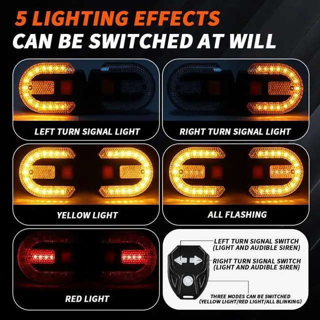 Alt view image 2 of 7 - 4Pcs Turn Signals for Bicycles with Alarm, USB Charging Remote Control Split/Integrated Bike Tail Light 5 Modes Waterproof Strobe Bike Rear Lights Can be Mounted on Front and Rear of Bicycle