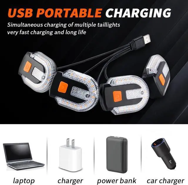Alt view image 5 of 7 - 4Pcs Turn Signals for Bicycles with Alarm, USB Charging Remote Control Split/Integrated Bike Tail Light 5 Modes Waterproof Strobe Bike Rear Lights Can be Mounted on Front and Rear of Bicycle