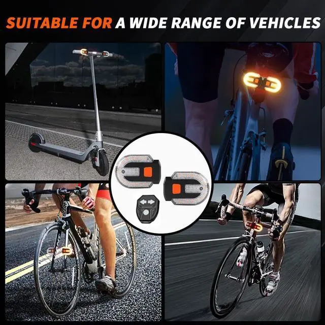 Alt view image 6 of 7 - 4Pcs Turn Signals for Bicycles with Alarm, USB Charging Remote Control Split/Integrated Bike Tail Light 5 Modes Waterproof Strobe Bike Rear Lights Can be Mounted on Front and Rear of Bicycle
