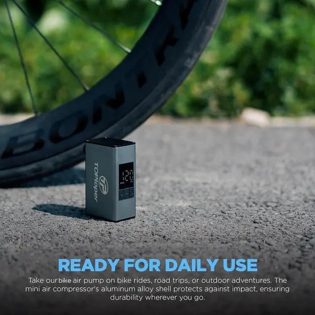 Alt view image 6 of 6 - Mini Electric Bike Pump with Pressure Gauge- 150PSI Portable Bicycle Tire Pump with Auto Stop, Pocket Tiny Air Pump with Presta & Schrader Valve Adapter for E-Bike Mountain Bike and Road Bike