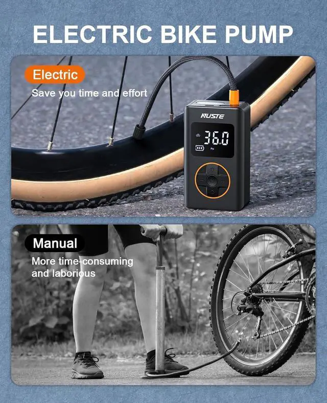 Alt view image 3 of 7 - Tire Inflator Portable Air Compressor - 150 PSI Cordless Mini Bike Tire Pump, Air Pump for Car Motorcycle Bicycle Tires, Balls, with Pressure Gauge, LED Light