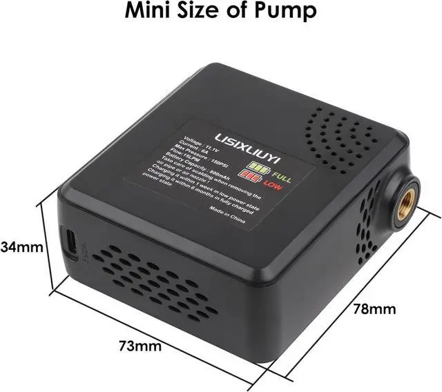 Alt view image 7 of 7 - Air Pump Electric Mini Tire Inflator Portable Air Compressor 150 PSI with Pressure Gauge Cube Floor Pumps, Digital Display Tires Inflatable for Bicycle,E-Bike,Motorbike,Football,Basketball