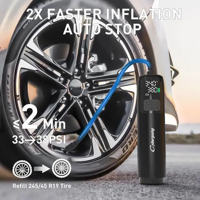 Alt view image 3 of 7 - Tire Inflator Portable Air Compressor 150 PSI & Handheld Car Vacuum Cordless 10000Pa, 2 in 1 Rechargeable Hand Vacuum Tire Pump with LED Screen for Car, Motorcycle, Bike, Ball