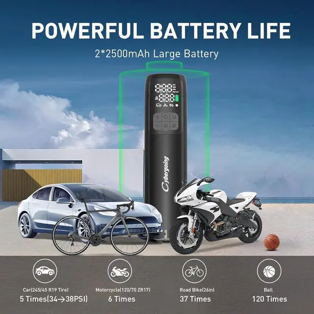 Alt view image 6 of 7 - Tire Inflator Portable Air Compressor 150 PSI & Handheld Car Vacuum Cordless 10000Pa, 2 in 1 Rechargeable Hand Vacuum Tire Pump with LED Screen for Car, Motorcycle, Bike, Ball