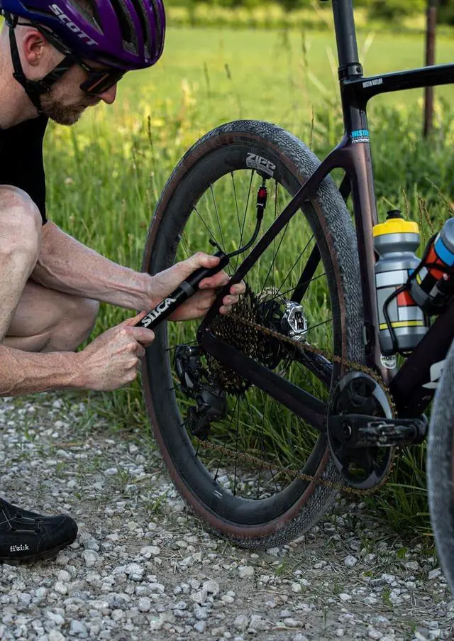 Alt view image 6 of 6 - Gravelero Mini Bike Pump | high Volume Gravel/Mountain/Road | Alloy Body w/Hose and Locking Chuck | Presta and Schrader Head | Micro Hand Pump for tubed/tubeless Tires | Bike Hand Pump