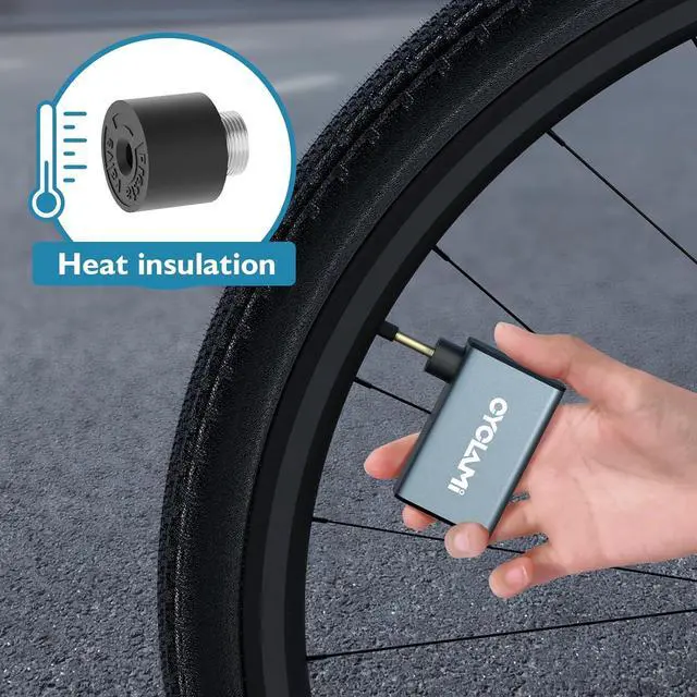 Alt view image 3 of 7 - Mini Bike Tire Pump, CYCLAMI Max 150/100 PSI Electric Bicycle Air Pump, Auto Stop, Presta and Schrader Valve Aluminium for All Bike, Type-C Rechargeable Battery