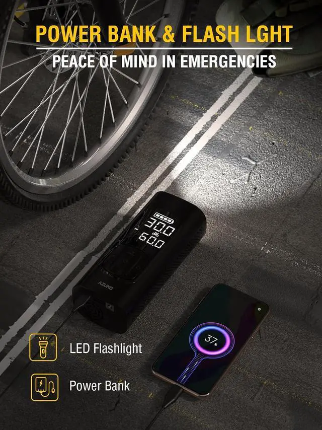 Alt view image 6 of 7 - Bike Tire Inflator with Pressure Gauge - Bicycle Presta and Schrader Air Compressor Tool