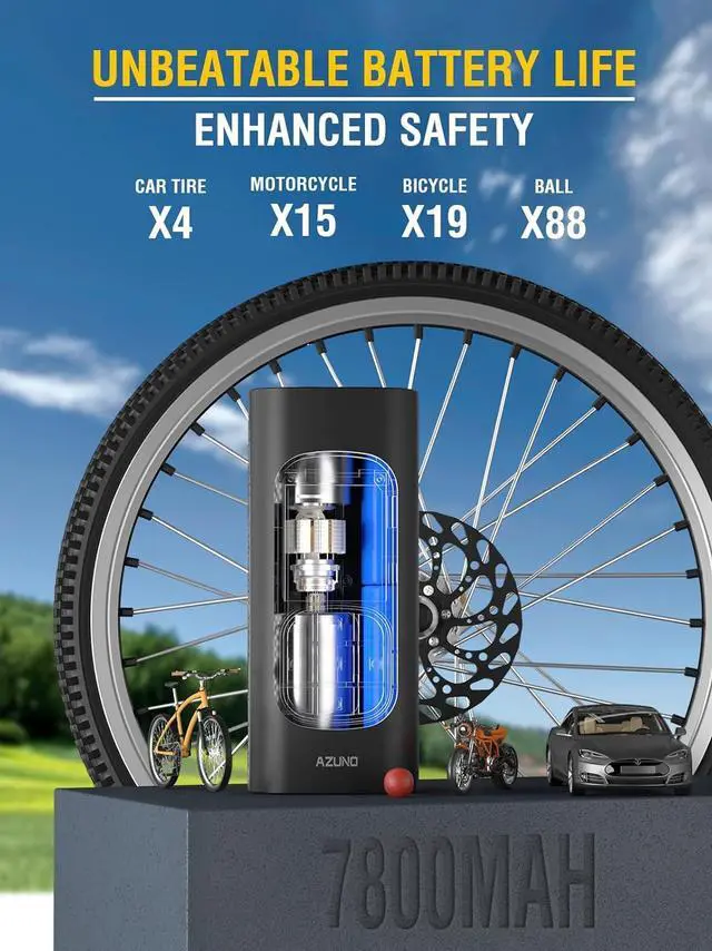 Alt view image 7 of 7 - Bike Tire Inflator with Pressure Gauge - Bicycle Presta and Schrader Air Compressor Tool