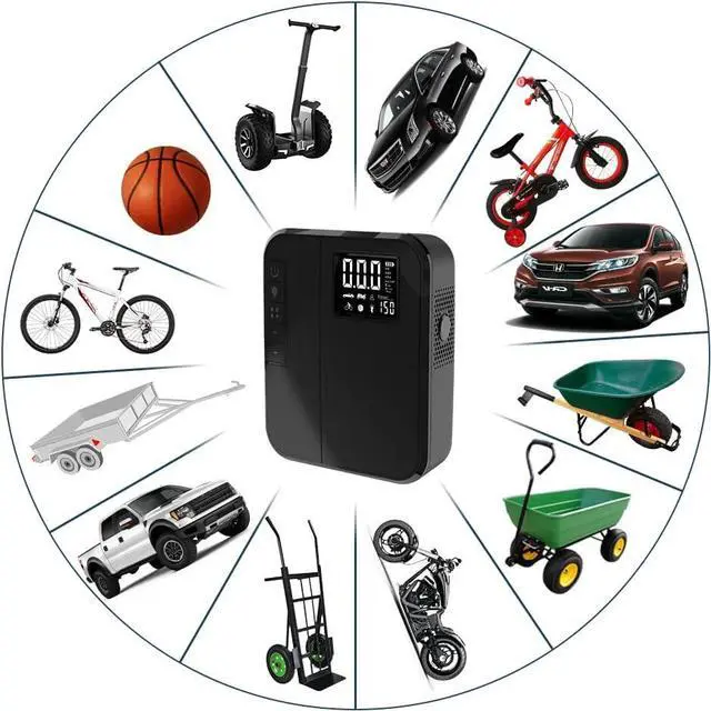 Alt view image 2 of 7 - Tire Inflator Portable Air Compressor 150PSI Air Pump for Car Tires, Bike Pump, Auto Stop, Quick Inflation for Car Owners, Cyclists - Woowind AP2-P
