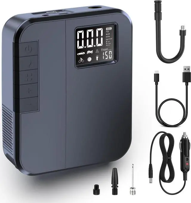 Main image of Tire Inflator Portable Air Compressor 150PSI Air Pump for Car Tires, Bike Pump, Auto Stop, Quick Inflation for Car Owners, Cyclists - Woowind AP2-P