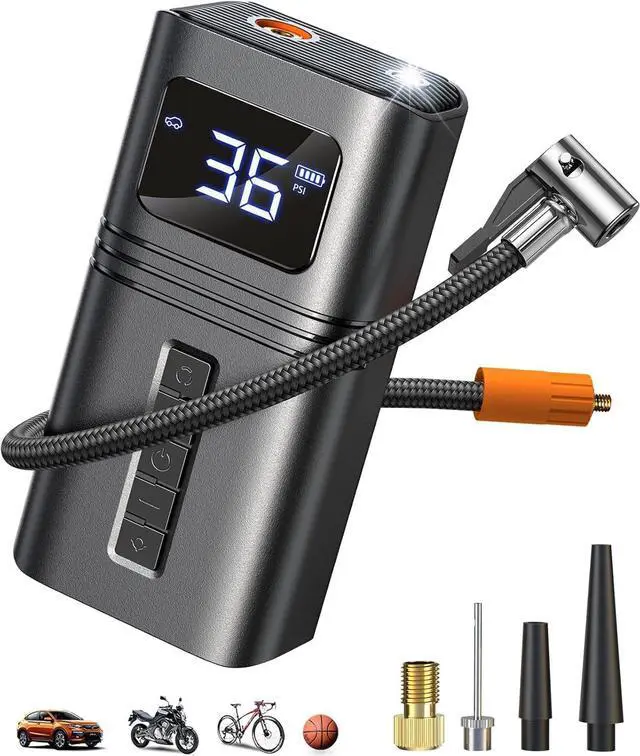 Main image of Tire Inflator Portable Air Compressor for Car Tire, Cordless & Strong Power, Air Pump for Car Tires with 6000mAh Battery, Fast inflate 150PSI, Tire Pump with LED Light for Car Bike Motor Ball