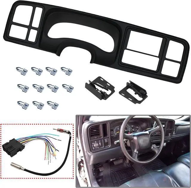 Main image of Double DIN Dash Kit W/Wiring Harness & Antenna Adapter Fit 1999-2002 GM Full-Size Trucks/SUV's Silverado Sierra - Double Din Dash Bezel Cover Kit Car Stereo Radio Install Dash Kit