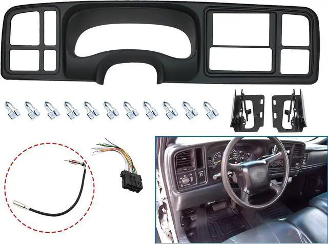 Alt view image 2 of 7 - Double DIN Dash Kit W/Wiring Harness & Antenna Adapter Fit 1999-2002 GM Full-Size Trucks/SUV's Silverado Sierra - Double Din Dash Bezel Cover Kit Car Stereo Radio Install Dash Kit
