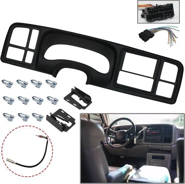 Alt view image 4 of 7 - Double DIN Dash Kit W/Wiring Harness & Antenna Adapter Fit 1999-2002 GM Full-Size Trucks/SUV's Silverado Sierra - Double Din Dash Bezel Cover Kit Car Stereo Radio Install Dash Kit