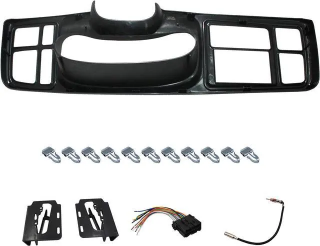 Alt view image 5 of 7 - Double DIN Dash Kit W/Wiring Harness & Antenna Adapter Fit 1999-2002 GM Full-Size Trucks/SUV's Silverado Sierra - Double Din Dash Bezel Cover Kit Car Stereo Radio Install Dash Kit