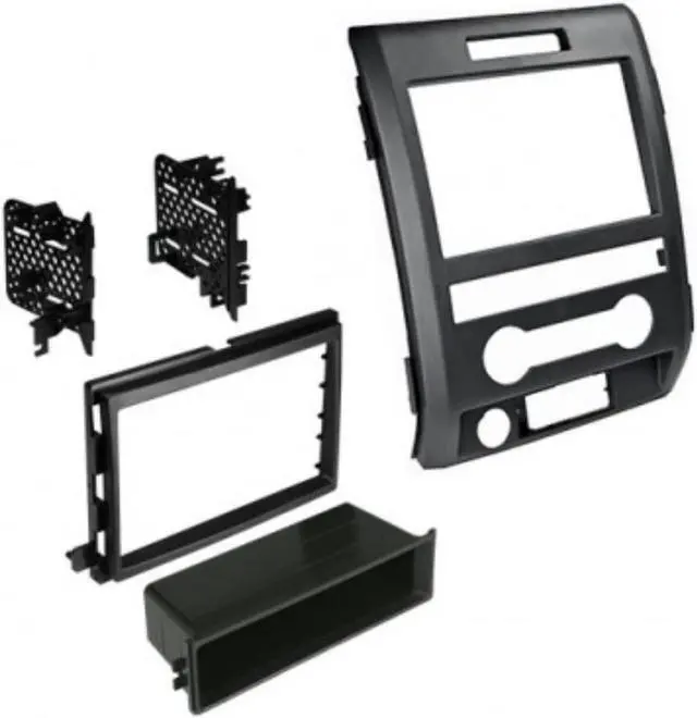 Alt view image 2 of 7 - Single or Double DIN Radio Complete Dash Kit, 2009-2014 Ford F-150 with Antenna Adapter, Harness Compatible for All Trim Levels (Black with Steering Wheel Controls)