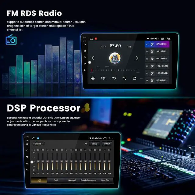 Alt view image 7 of 7 - 8 Core 4+64GB 1280x720 Car Radio Stereo for Dodge Ram 1500 2500 3500 2013-2018 Automatic AC Upgrade Dash Kit Android 12 9'' Touch Screen with Wirelss Car-Play/Android Auto,DSP/AM/FM/GPS Navi/5G WiFi