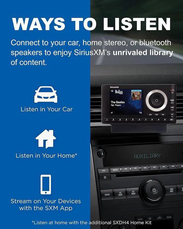 Alt view image 5 of 7 - SXPL1V1 Onyx Plus Satellite Radio with Vehicle Kit  Easy to Install, Enjoy SiriusXM on Your Existing Car Stereo with This Dock and Play Radio