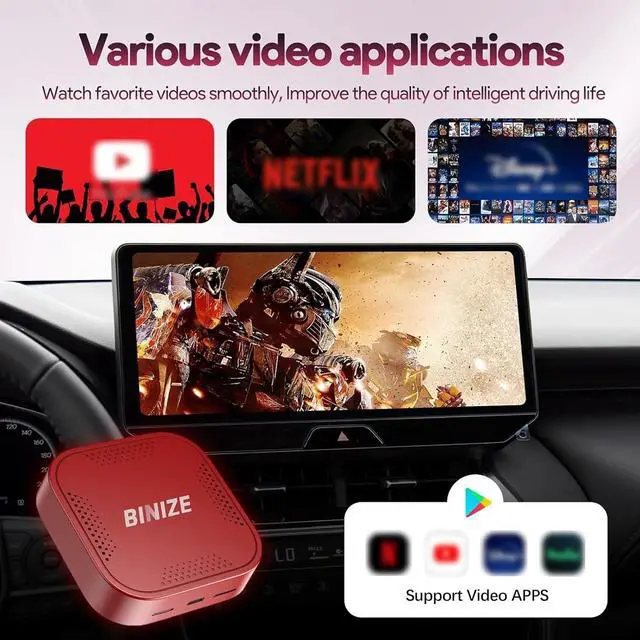 Alt view image 5 of 7 - Wireless CarPlay Android AUTO Multimedia Video Box 4G Cellular,4GB+64GB,8Core,Android 13 Built-in Navigation Support SIM&TF Card Bluetooth Support Car with OEM Wired CarPlay/Android Auto